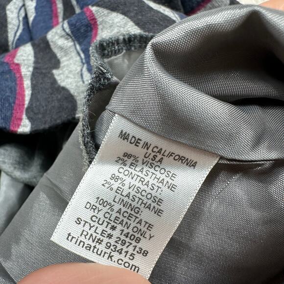 Trina Turk Multicolor Wave Stripe Print Career Office Sleeveless Shift Dress 6 - Picture 9 of 13